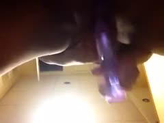 Kinky white bitch was using an egg plant toy and vibe to pet her arsehole on web camera 